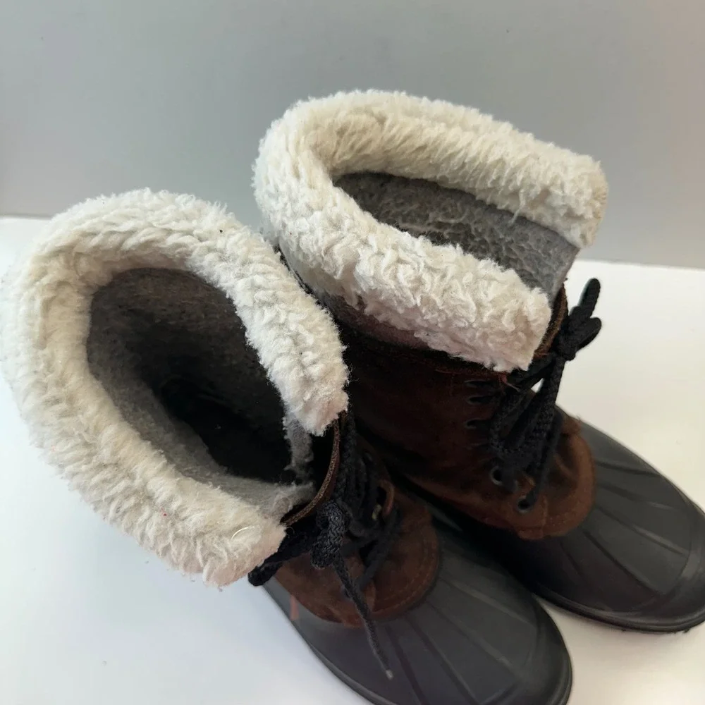 Kamik Wool Duck Boots Winter Snow‎ Boots Lace Up Warm Brown Black Mens Size 9
